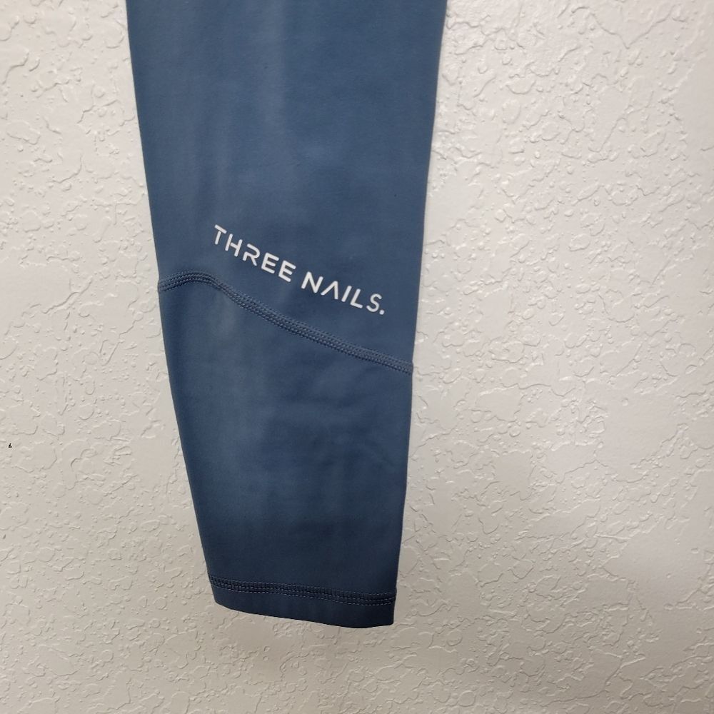 Women's High-Waist Blue Performance Leggings - Picture 5 of 7